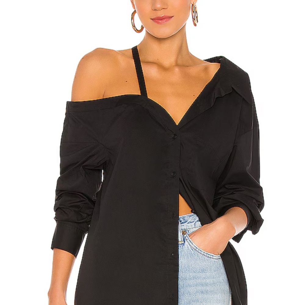 L'Academie Black Button Down Shirt